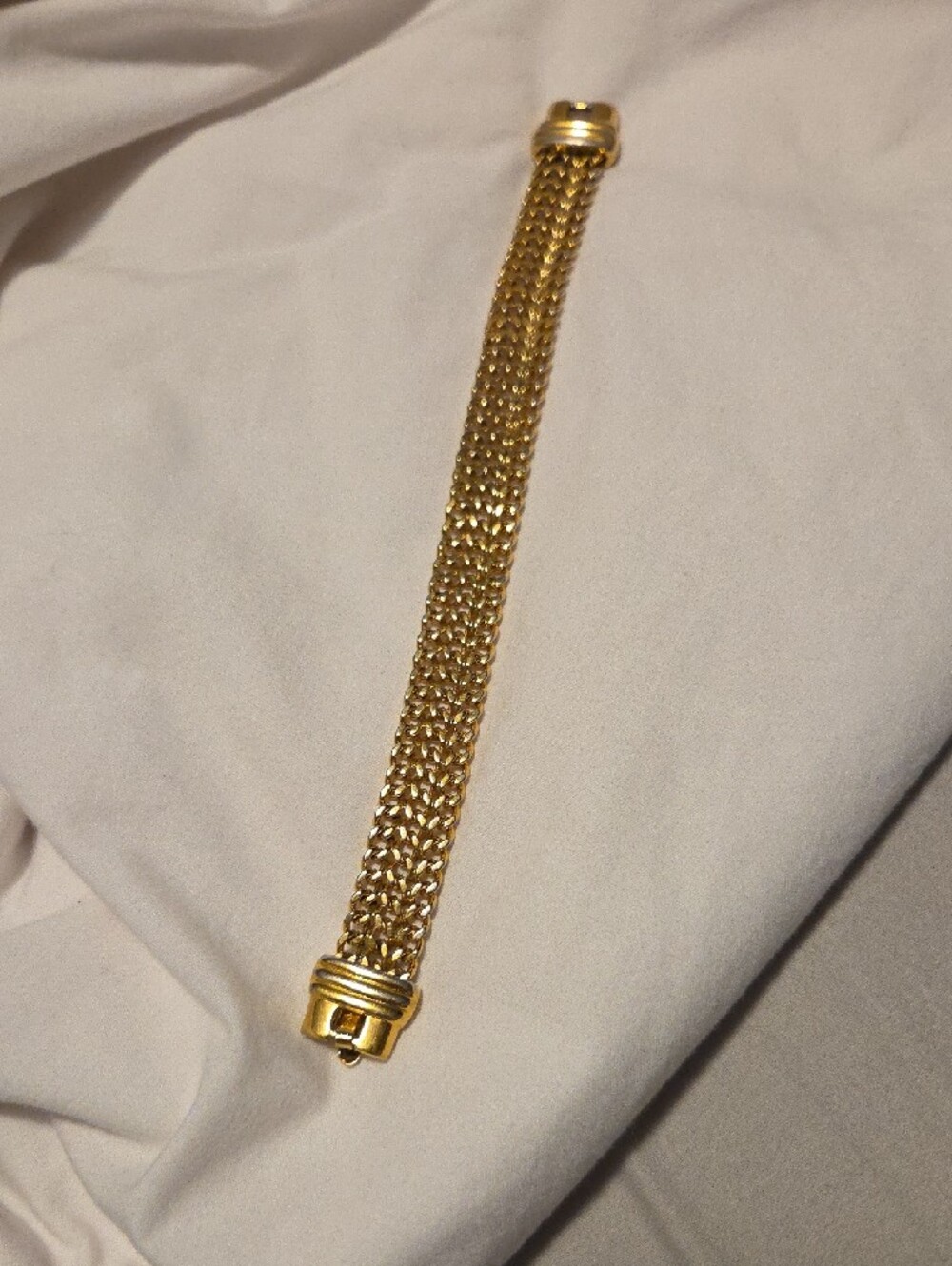 Vintage Monet Gold Toned Multi-Row Mesh Bracelet - Picture 5 of 6
